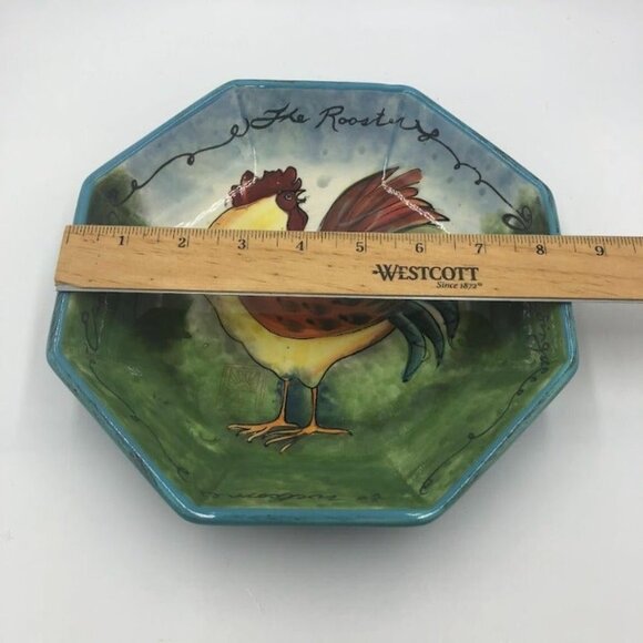 Certified International Octagon Shaped Deep Plate Rooster Farmhouse Ceramic - Picture 7 of 8